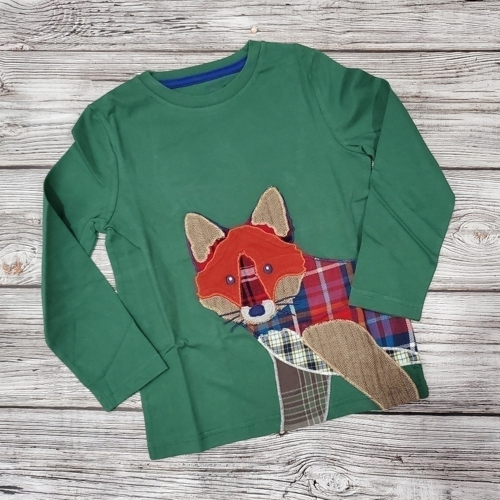 Fox Applique Long-Sleeve Top Mini Boden Woodland Animals Top NWOT